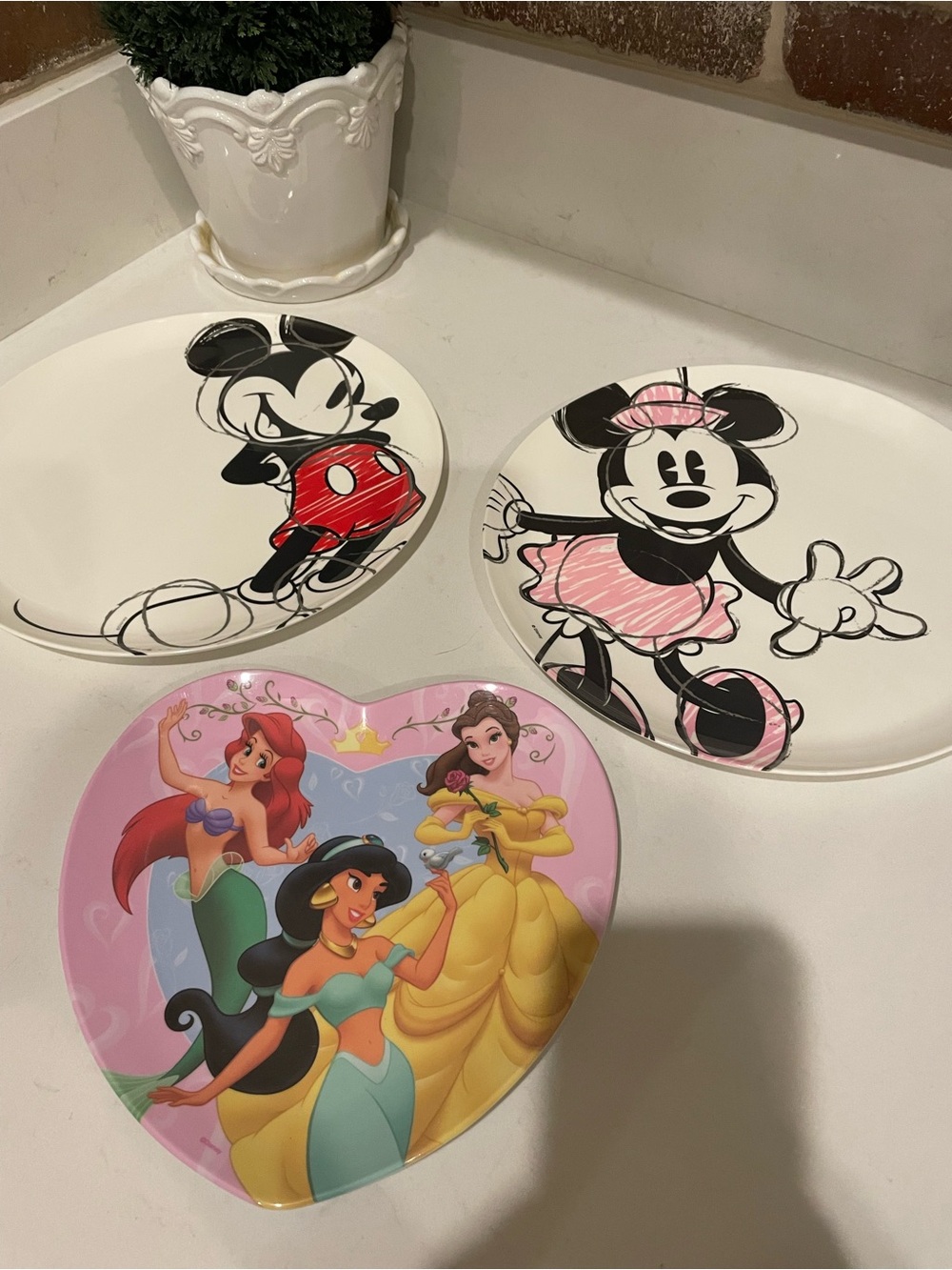Disney Plates Trio —Mickey, Minnie and Princess Plastic Plates